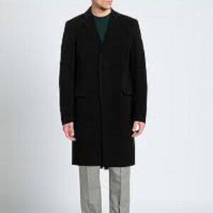 DONNA KARAN Signature one breasted men wool/cashmere coat lined black size S-34R